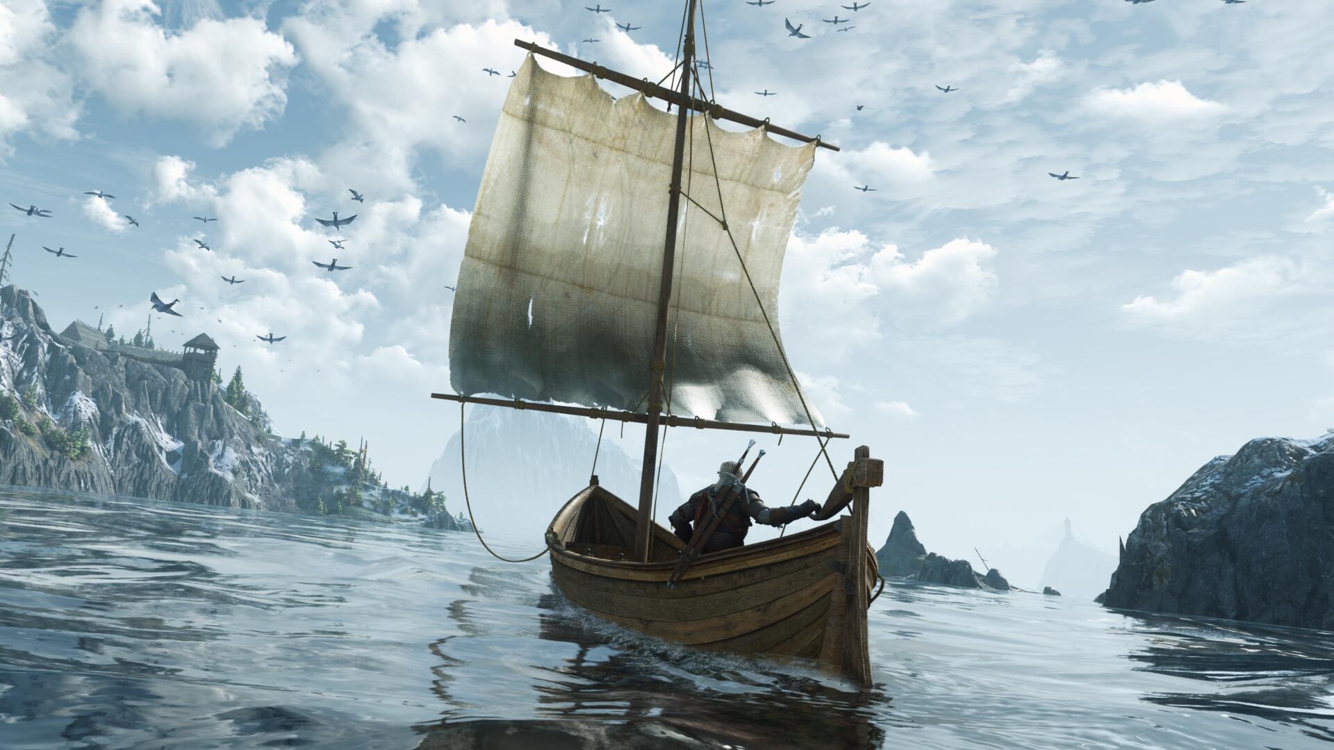 Crossing the water in The Witcher 3, where Roach cannot follow